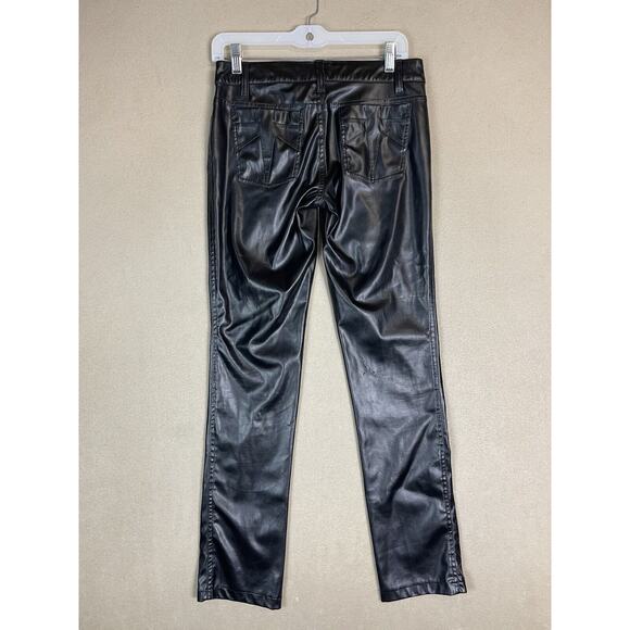 TRIPP NYC Pants Womens 3 Black Faux Leather Straight Leg Embroidered Back Pocket - Picture 13 of 14